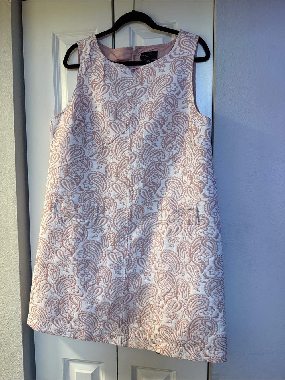 Victoria Beckham for Target White and Light Pink Paisley Mini Dress
